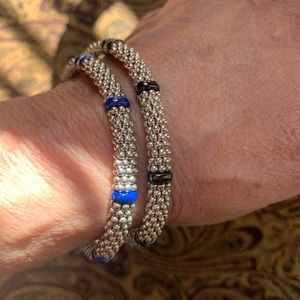 Selling two Lagos  6mm bracelets; size medium one with blue caviar & one black